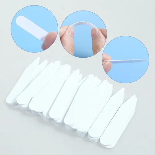 Miniatura 3 de Bremorou 100 piezas de estancias de cuello para camisas de vestir para hombre, inserciones de cuello de camisa de vestir, collares de plástico