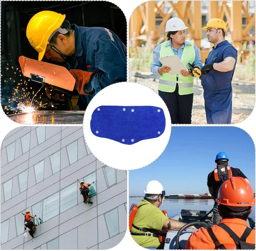 Miniatura 7 de PATIKIL Banda de sudor para casco, paquete de 6 unidades, de algodón, lavable, con botón a presión, para casco de seguridad, color azul