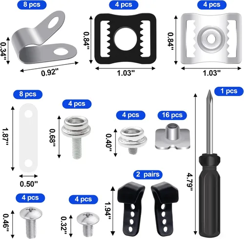 Miniatura 3 de Football Helmet Repair Kit, Hockey Helmet Replacement Parts, Visor J Clips Rubber Gasket Screw Nuts with 1 Pcs Srewdriver, Chin Strap Adapter for
