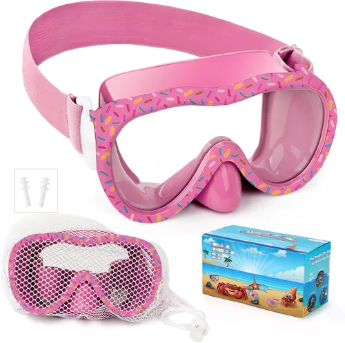 Miniatura 31 de Gafas de natación para niños, antifugas, máscara de Snork con cubierta de nariz y correa de tela elástica, gafas de natación con protección UV