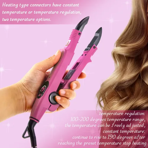 Miniatura 5 de Zhehao Herramienta de extensiones de cabello de fusión, enchufe de EE. UU., herramientas profesionales de extensiones de cabello, cabeza C, punta U