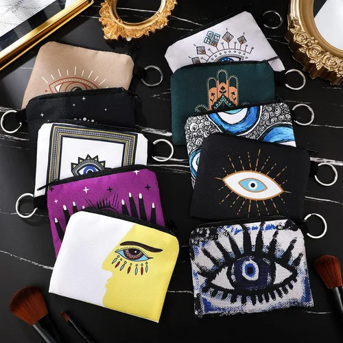 Miniatura 7 de 10 monederos pequeños, estilo bohemio, monedero, monedero, monedero, monedero con cremallera, para mujeres y niñas, Multicolorido