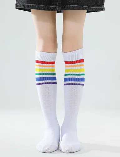 Miniatura 2 de TOCONFFON Calcetines de tubo hasta la rodilla para niños, niñas y adolescentes, calcetines deportivos de algodón para la escuela de fútbol, uniforme
