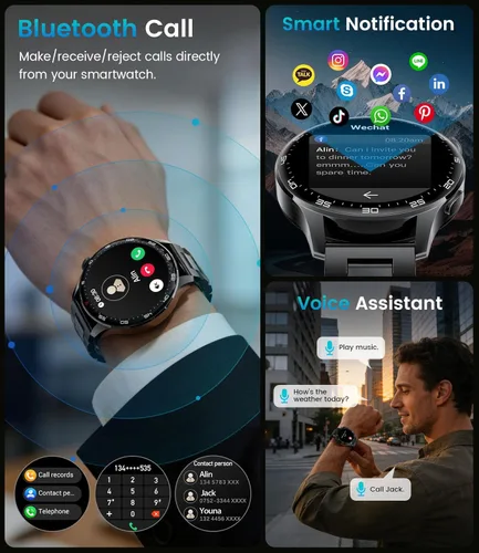 Miniatura 2 de Reloj inteligente de pantalla HD grande de 1.7 pulgadas para hombres con llamada Bluetooth, más de 100 modos deportivos, 800 mAh, IP68 impermeable
