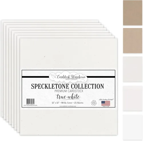 Miniatura 10 de White SpecKLETONE - Papel de cartulina 100% reciclado, 12 x 12 pulgadas, 80 libras, cubierta de 25 hojas Almidón Blanco