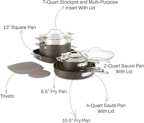 Miniatura 6 de All-Clad Juego de utensilios de cocina antiadherentes anodizados duros, juego de 12 piezas Negro