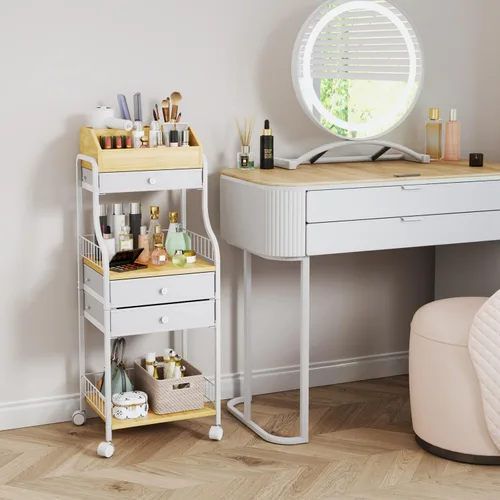 Miniatura 2 de HapiRm Organizador de Maquillaje de Piso para Almacenamiento - Organizadores de Maquillaje y Cuidado de la Piel de Tocador con Cajones, Estuches