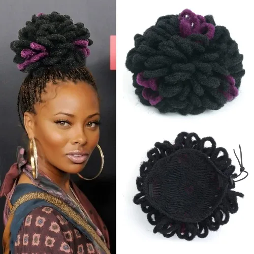 Miniatura 18 de Yinmei Baibian Loc Cola de Caballo con Cordón Moño de Pétalos Moños de Rastas Afro Rojas Cola de Caballo Rizado Hinchado Trenza Colas de Caballo