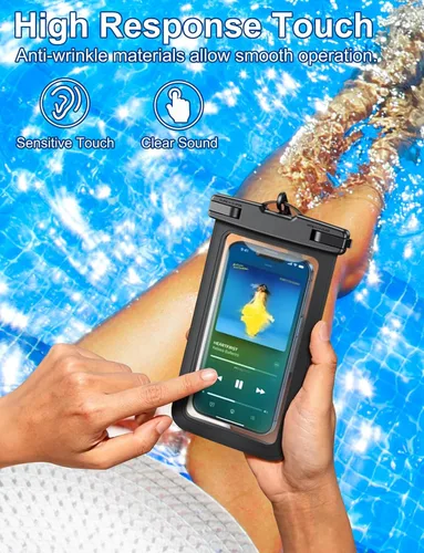 Miniatura 8 de Paquete de 5 bolsas impermeables universales para teléfono de hasta 8.3 pulgadas, bolsa seca impermeable para teléfono, nivel de protección: IP68
