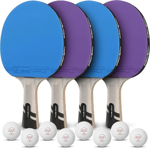 Miniatura 8 de PRO-SPIN Palas de ping pong - Raquetes de tenis de mesa de nivel profesional con fibra de carbono para un control superior Lámina de 7 capas, goma