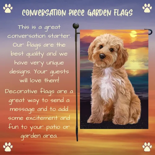 Miniatura 4 de Doggie of the Day GFLAG61906 - Banderas de jardín con diseño de cacapoo al aire libre, doble cara, para jardín, porche, césped, primavera, banderas