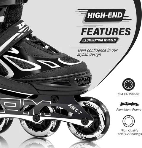 Miniatura 3 de 2PM SPORTS Vinal - Patines en línea ajustables intermitentes para niñas, todas las ruedas se iluminan, divertidos patines iluminadores para niños