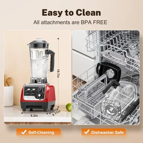Miniatura 6 de MAGETANG Batidora de batido de 1800 W potentes licuadoras para cocina de 70 onzas de gran capacidad y recipientes sin BPA con batidora de encimera
