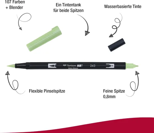 Miniatura 2 de Tombow Rotulador de Punta Doble, ABT, No. 243 (AB-T243)