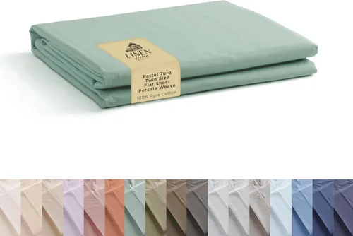 Miniatura 62 de Sábanas de 100% algodón percal, tamaño King, 1 sábana encimera, ropa de cama fresca, resistente y transpirable, crema