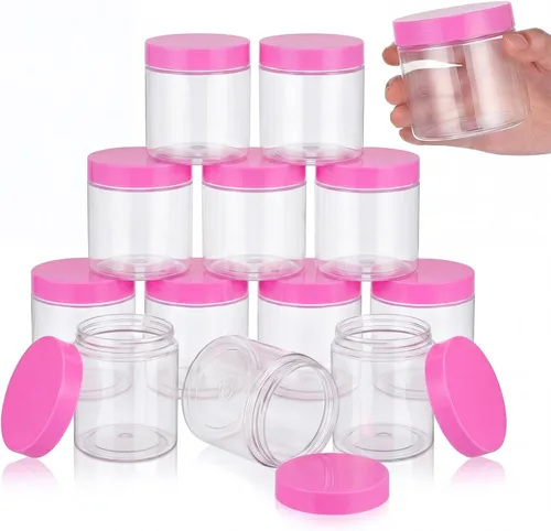 Miniatura 47 de SATINIOR Paquete de 12 frascos de plástico con tapas, frascos redondos para cosméticos de viaje, para artículos de tocador, loción, crema