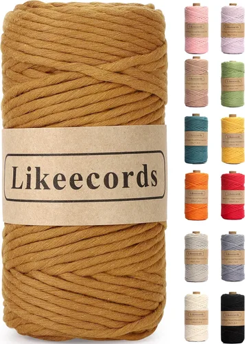 Miniatura 9 de Likeecords - Cuerda de macramé de 4 mm de un solo hilo, 80 m de cuerda de macramé colorida, cuerda de algodón para macramé, cuerda de algodón