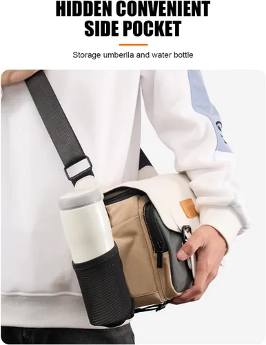 Miniatura 4 de Cwatcun Bolsa para Cámara Bolsa de Mensajero Cruzada de Hombro para Cámara, Bolsa de Fotografía de Viaje para Hombres/Mujeres con Soporte para Blanco