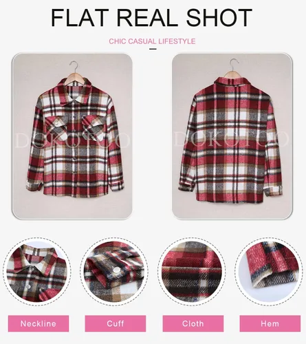 Miniatura 4 de Dokotoo - Camisa de pana abotonadas para mujer, diseño de manga larga, estilo novio, sobredimensionada