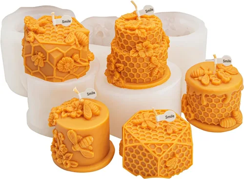 Miniatura 9 de Molde de silicona para vela de abeja en relieve, aroma de nido de abeja, jabón, yeso, herramientas de resina, colmena 3D, perfumada, manualidades