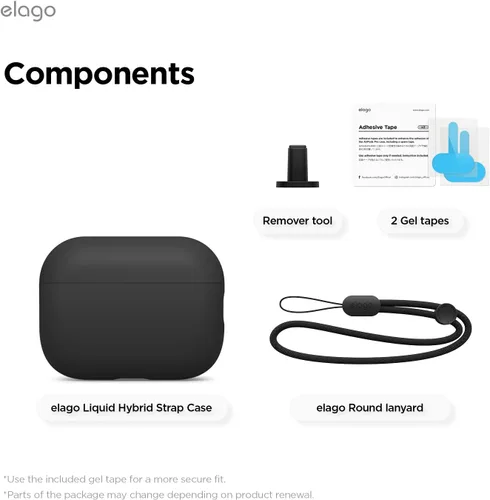 Miniatura 7 de elago Funda híbrida líquida compatible con AirPods Pro 3, protección de triple capa, cordón incluido, carga inalámbrica, resistente a los golpes