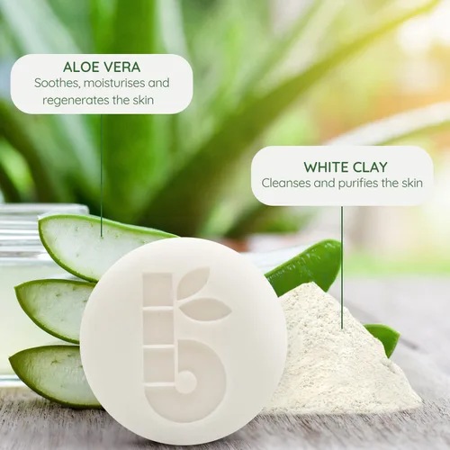 Miniatura 2 de Bambaw Barra de jabón de afeitar 2.8 onzas Barra de afeitar orgánica de arcilla blanca y aloe vera Jabón de afeitar piel sensible Jabón