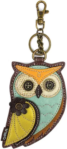 Miniatura 3 de Chala Bolsos de mano, estilo casual, suave, con hombro grande o bolso cruzado con llavero, color azul marino, Búho