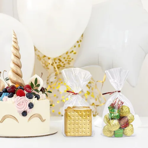 Miniatura 4 de Morepack Bolsas de fondo plano de celofán, 100 piezas de 5x2x8 pulgadas Bolsas de celofán transparentes para galletas (sin refuerzo lateral)