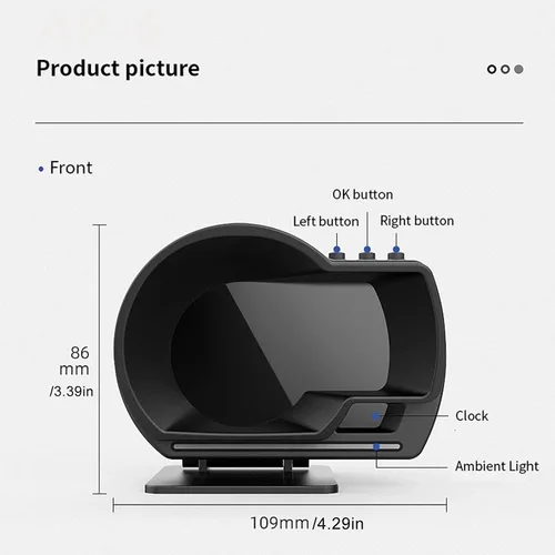 Miniatura 2 de Qiilu Car OBD2+ Smart Gauge Car HUD Velocímetro Turbo RPM Alarma para coche camión