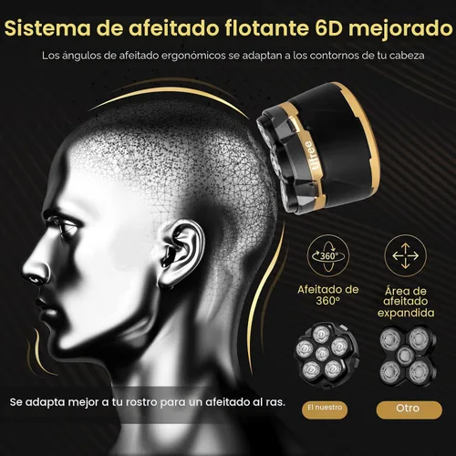 Miniatura 5 de Ufree Afeitadoras de cabeza para hombres calvos, afeitadoras eléctricas, afeitadora recargable para cabeza calva, afeitadora rotativa magnética 6D