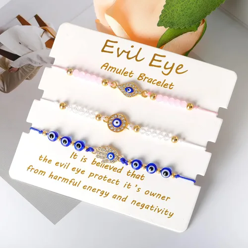 Miniatura 3 de BONITTER Pulseras contra el mal de ojo, pulseras de mejor amiga, pulsera a juego para pareja, amistad, novio, novia, regalo de San Valentín