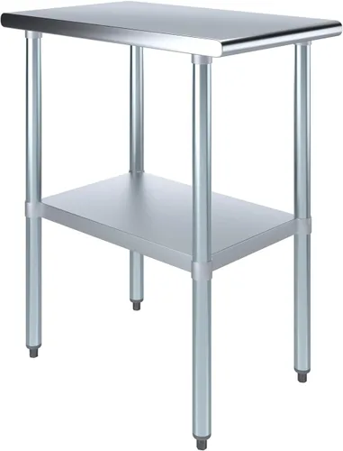 Miniatura 47 de AmGood Mesa de trabajo de acero inoxidable con ruedas de 24 pulgadas x 12 pulgadas Mesa de preparación de alimentos de cocina de metal NSF