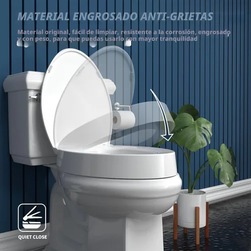 Miniatura 7 de Asiento de inodoro alargado elevado para personas mayores, Cierre Lento, Asiento de inodoro elevado, Resistencia Pesada, Nunca se afloja, Asiento