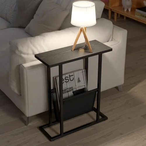 Miniatura 7 de Yusong - Mesa auxiliar estrecha para espacios pequeños, mesa auxiliar pequeña con soporte para revistas, mesa delgada y estrecha para sala de estar