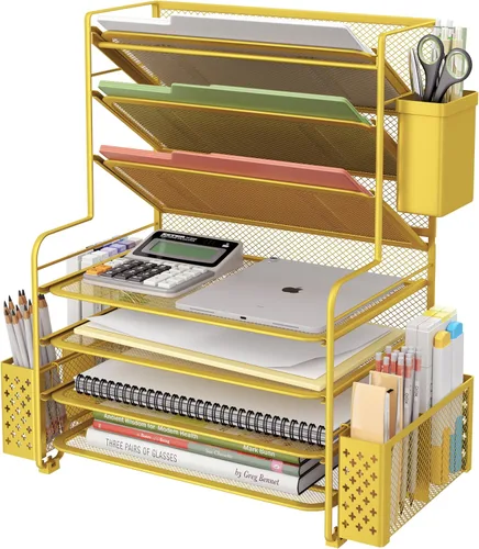 Miniatura 10 de Simple Trending Organizador de archivos de escritorio de 8 niveles, 1 paquete de bandeja de cartas, organizador de papel, accesorios de escritorio
