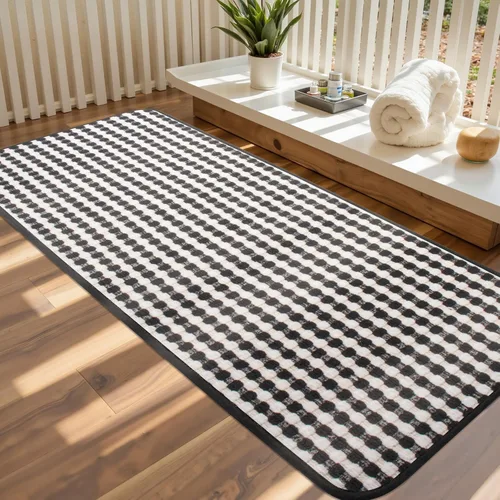 Miniatura 16 de Tapetes de baño antideslizantes delgados para debajo de la puerta, tapetes de baño de secado rápido absorbentes con respaldo de goma trenzado
