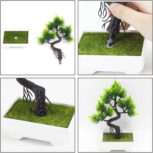 Miniatura 2 de HASMI Plantas falsas plantas artificiales, plantas de árbol bonsái, flores falsas, adornos en maceta para decoración del hogar, decoración de A-06