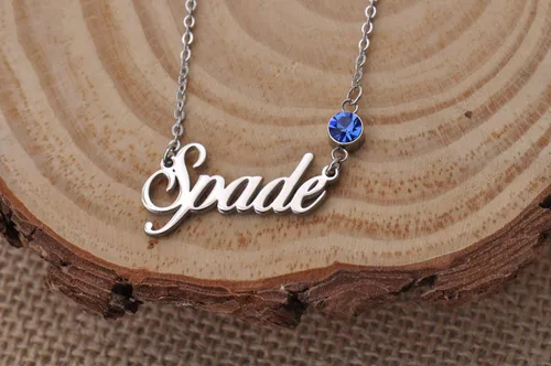 Miniatura 6 de LikeFun Joyería con nombre personalizado con colgante de piedra natal, regalos en plata para My Girl, Acero inoxidable, Acero inoxidable