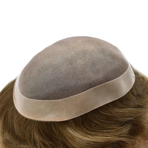 Miniatura 5 de Mens Toupee Hair Piece Real Human Hair Fine Mono Toupee para hombres Sistema de reemplazo de cabello para hombre Postizo Protesis Capilar Para