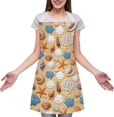 Miniatura 9 de Divertido babero de cocina para mujer, resistente al aceite con bolsillo, delantal para hornear manualidades Color (650)