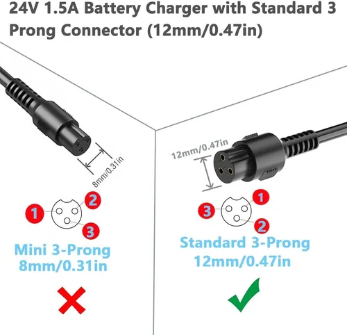 Miniatura 5 de Qoovi Cargador de scooter eléctrico de 24V 1.5A para Pocket Mod, Dirt Quad, Sports Mod, Dirt Bike, Razor E100, E200, E300, E500, MX350, PR200