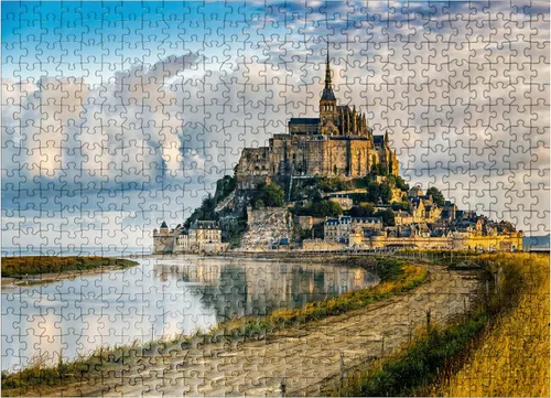 Miniatura 8 de MyPuzzle Morning View of Mont Saint-Michel France - Rompecabezas prémium de 100 piezas para adultos