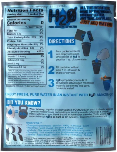 Miniatura 3 de Paquete de broma de agua deshidratada H2Zero Drink Mix Gag Gift (paquete de 4) Idea de regalo divertida de elefante blanco