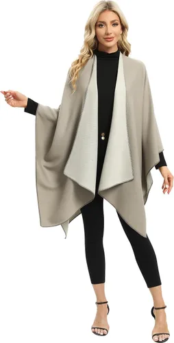 Miniatura 3 de Femdouce Manta cálida para mujer, ligera, con frente abierto, capa tipo poncho para primavera, otoño e invierno