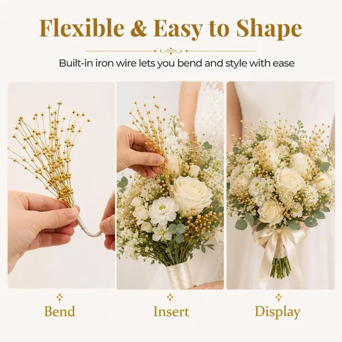 Miniatura 5 de 60 ramos de tallos de perlas, guirnalda de cuentas de 0.157 pulgadas (0.157 in), arreglos florales, arreglos florales, decoración de bodas, fiestas