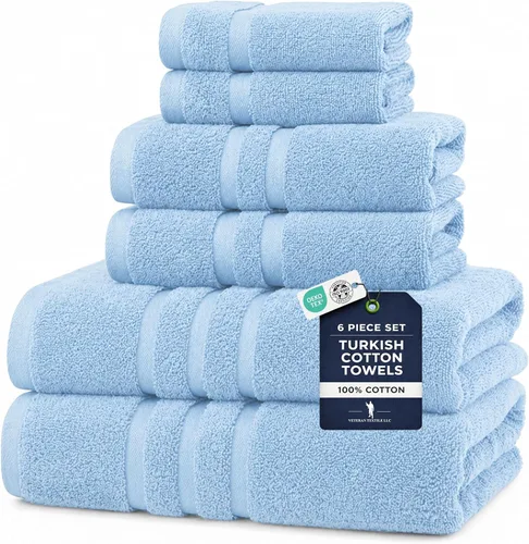Miniatura 24 de Veteran Textile LLC - 6 piezas - Algodón turco - Juego de toallas de lujo para baño y cocina, 2 toallas de baño, 2 toallas de mano y 2 paños de baño