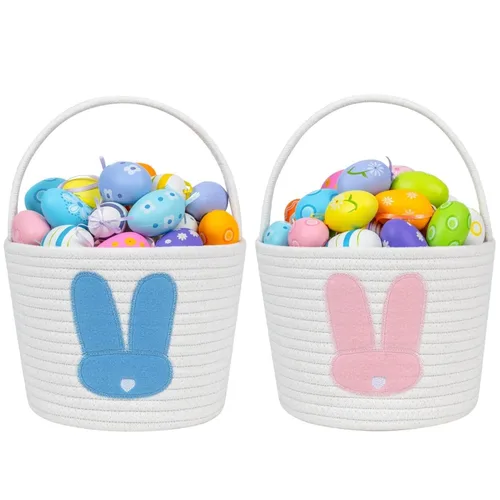Miniatura 14 de CubesLand Cestas de Pascua para niños, juego de 2 cubos vacíos de conejo con asa, bolsas de cesta de caza de huevos de Pascua suaves y resistentes
