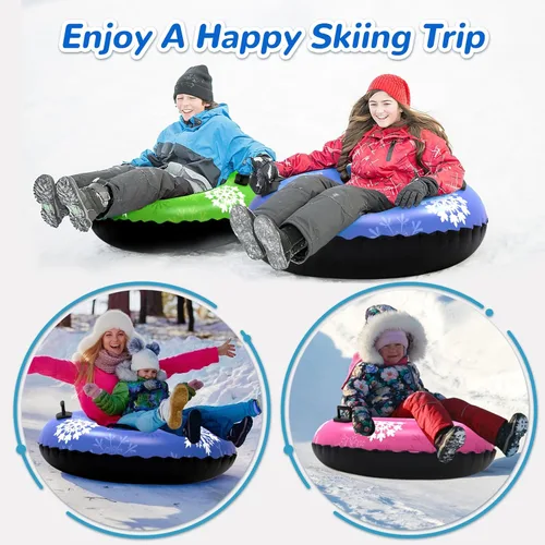 Miniatura 7 de KEUCL Tubo de Nieve, 3 Paquetes para Toda la Familia, Trineo de Nieve Inflable para Niños y Adultos, Trineos de Fondo Duro Resistente Engrosado