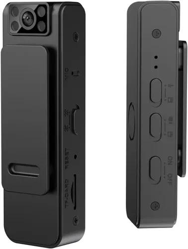 Mini grabadora de video con cámara corporal, 1080P pequeñas cámaras ocultas portátiles portátiles con clip y visión nocturna, cámara con micro