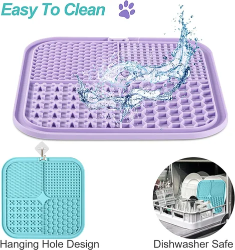 Miniatura 7 de LUKITO Alfombrilla para lamer perros y gatos, paquete de 2 con ventosas, tapete para lamer perros para aliviar la ansiedad, juguetes para perros